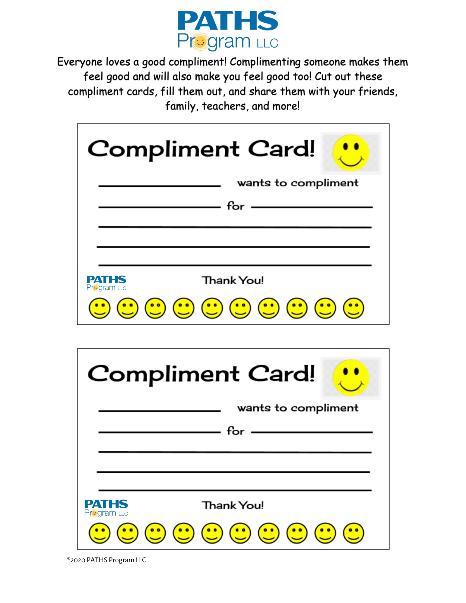 Free Printable Compliment Cards